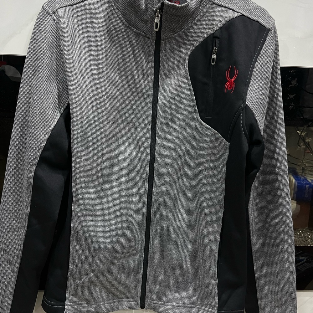 Men's Spyder Raider Full Zip Fleece Jacket Size Small Heather Gray/Black